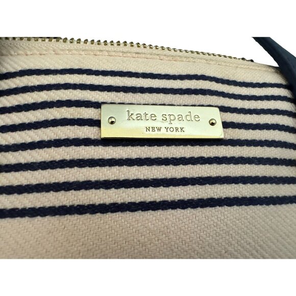 Kate Spade New York Striped Handbag Navy Red & Cream -Canvas & Leather Pre-owned - Picture 2 of 7